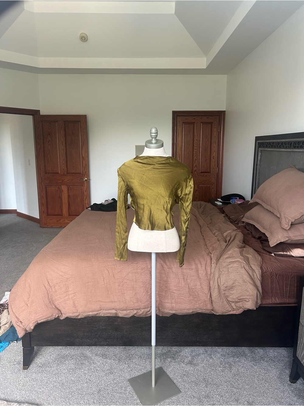 Zara Olive Satin Crop Top